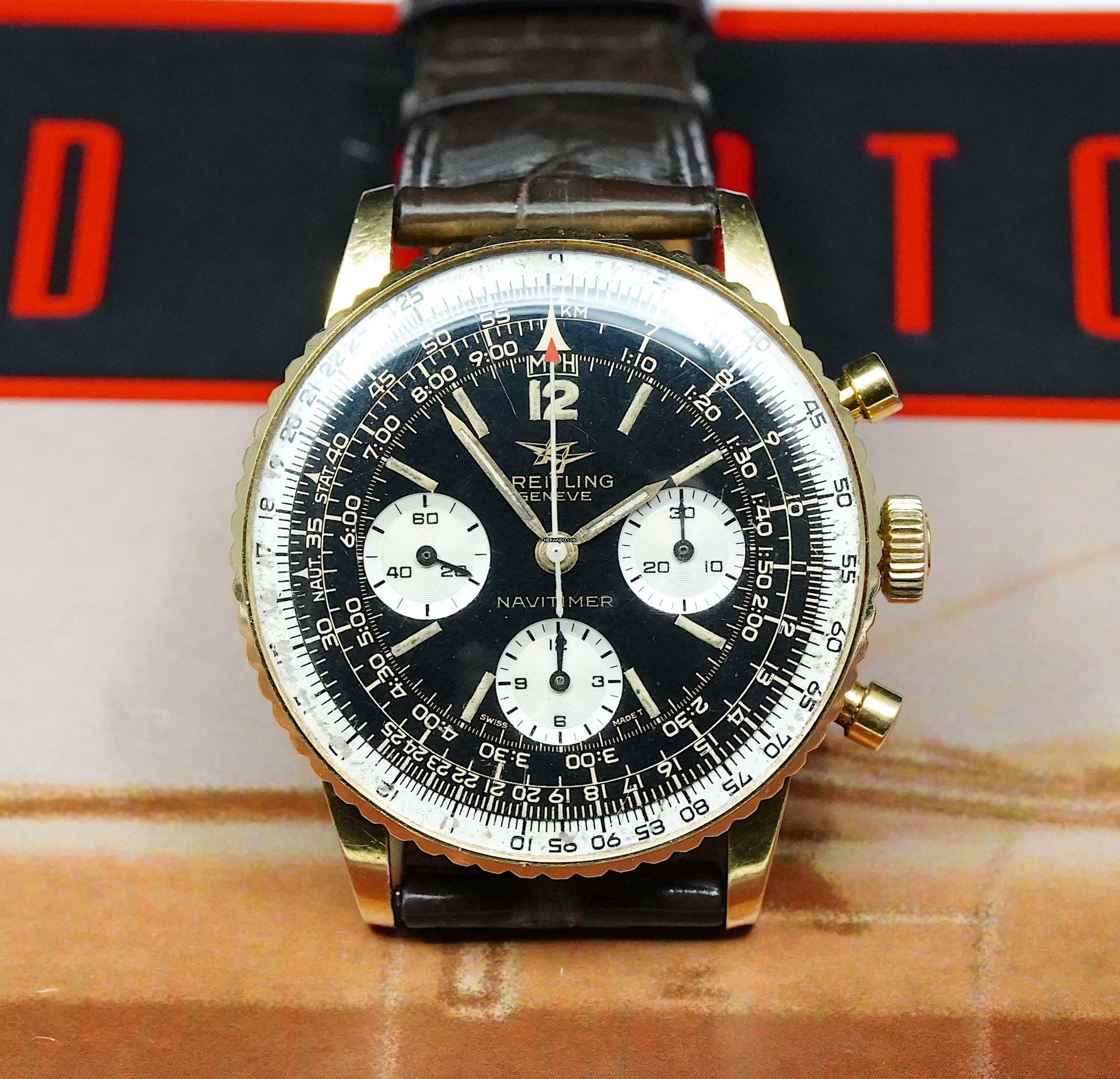 Thumbnail von Breitling Navitimer VERY RARE 806 NAVITIMER IN FULL 18K GOLD VINTAGE MILLE MIGLIA CAR
