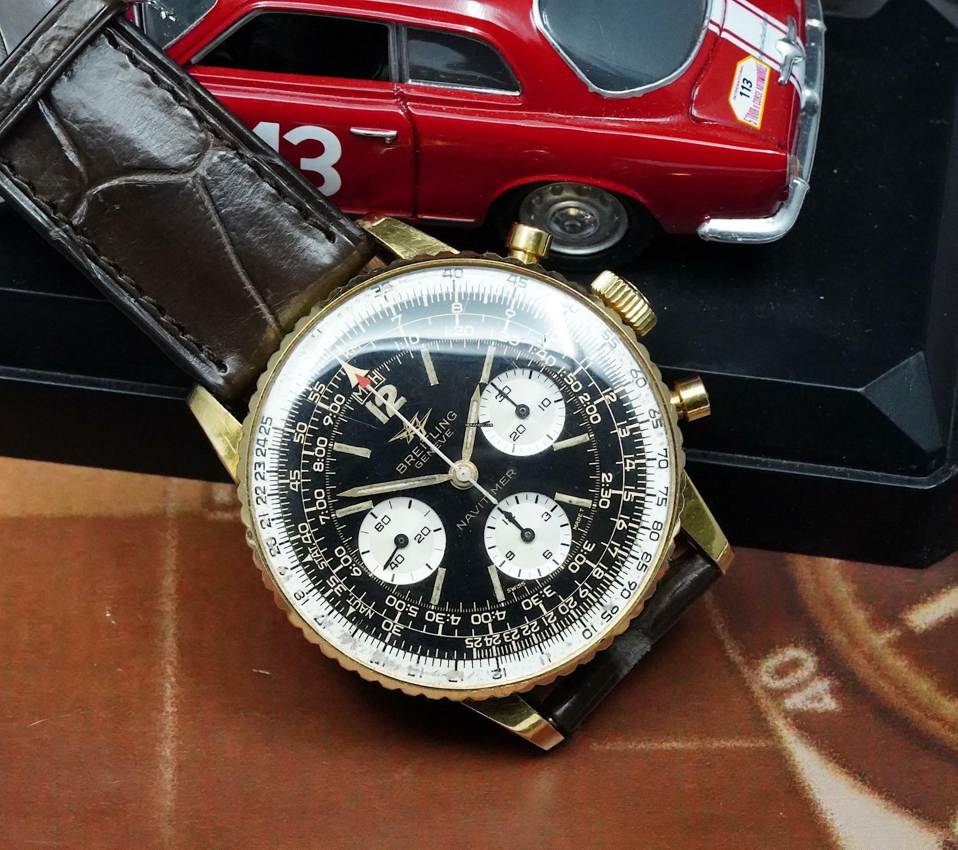 Thumbnail von Breitling Navitimer VERY RARE 806 NAVITIMER IN FULL 18K GOLD VINTAGE MILLE MIGLIA CAR