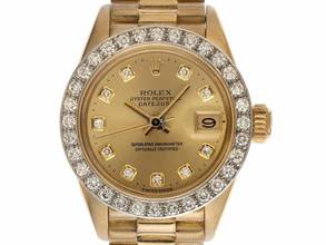 Thumbnail von Rolex Lady-Datejust Ref.6917 1980 Box&Beschreibung sehr gut Vintage Datejust Lady 18kt Gelbgold Diamanten 78g