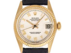 Thumbnail von Rolex Datejust 31 Medium Ref.6827 1977 Box&Beschreibung sehr gut Vintage Datejust Medium 14kt Gelbgold open 6/9