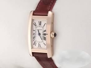 Thumbnail von Cartier Tank Américaine Rosegold 750 2015 Lederband W2607456 Damen 18kt Rose Gold