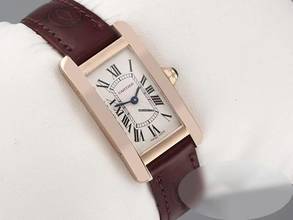 Thumbnail von Cartier Tank Américaine Rosegold 750 2015 Lederband W2607456 Damen 18kt Rose Gold