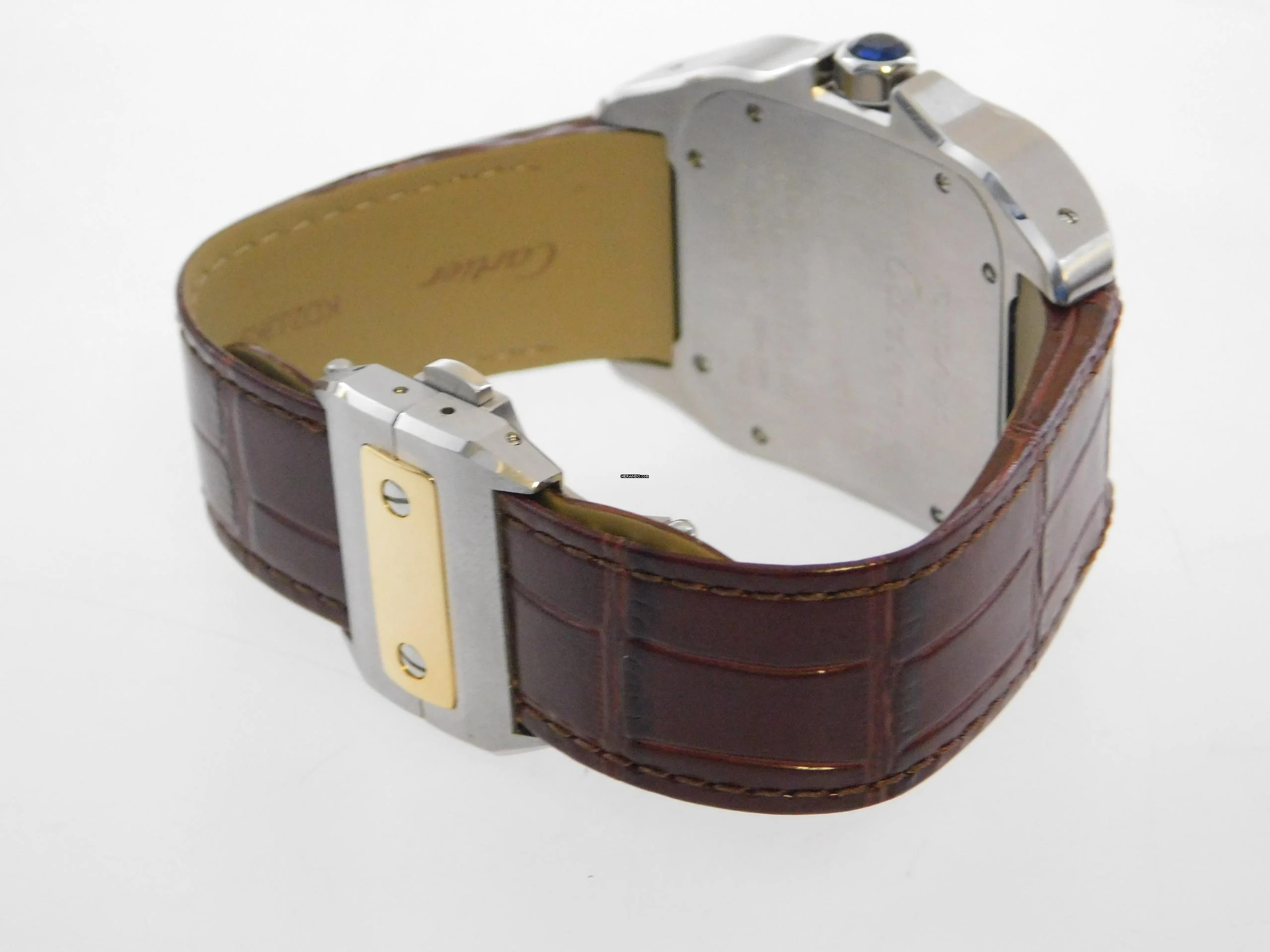 Thumbnail von Cartier Santos 100 XL 38 x 51 mm im Top Zustand mit Etui und original Krokoband Stahl Gold Neues Original Cartier Krokoband und Faltschließe