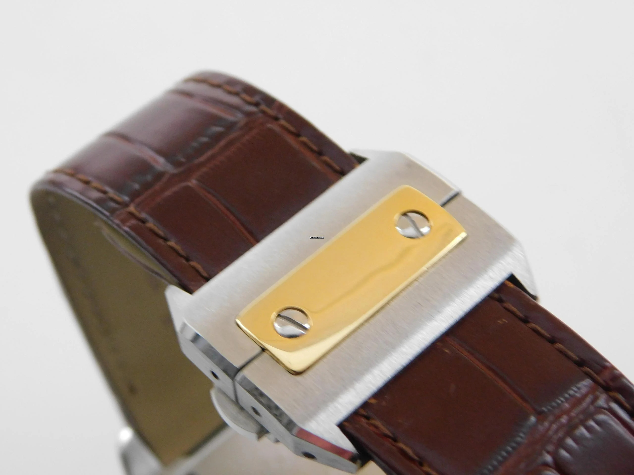 Thumbnail von Cartier Santos 100 XL 38 x 51 mm im Top Zustand mit Etui und original Krokoband Stahl Gold Neues Original Cartier Krokoband und Faltschließe