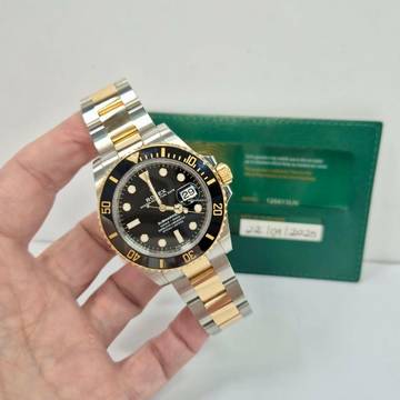  Rolex Submariner Date Ouro & Aço 41mm Black Dial Automático Completo 
