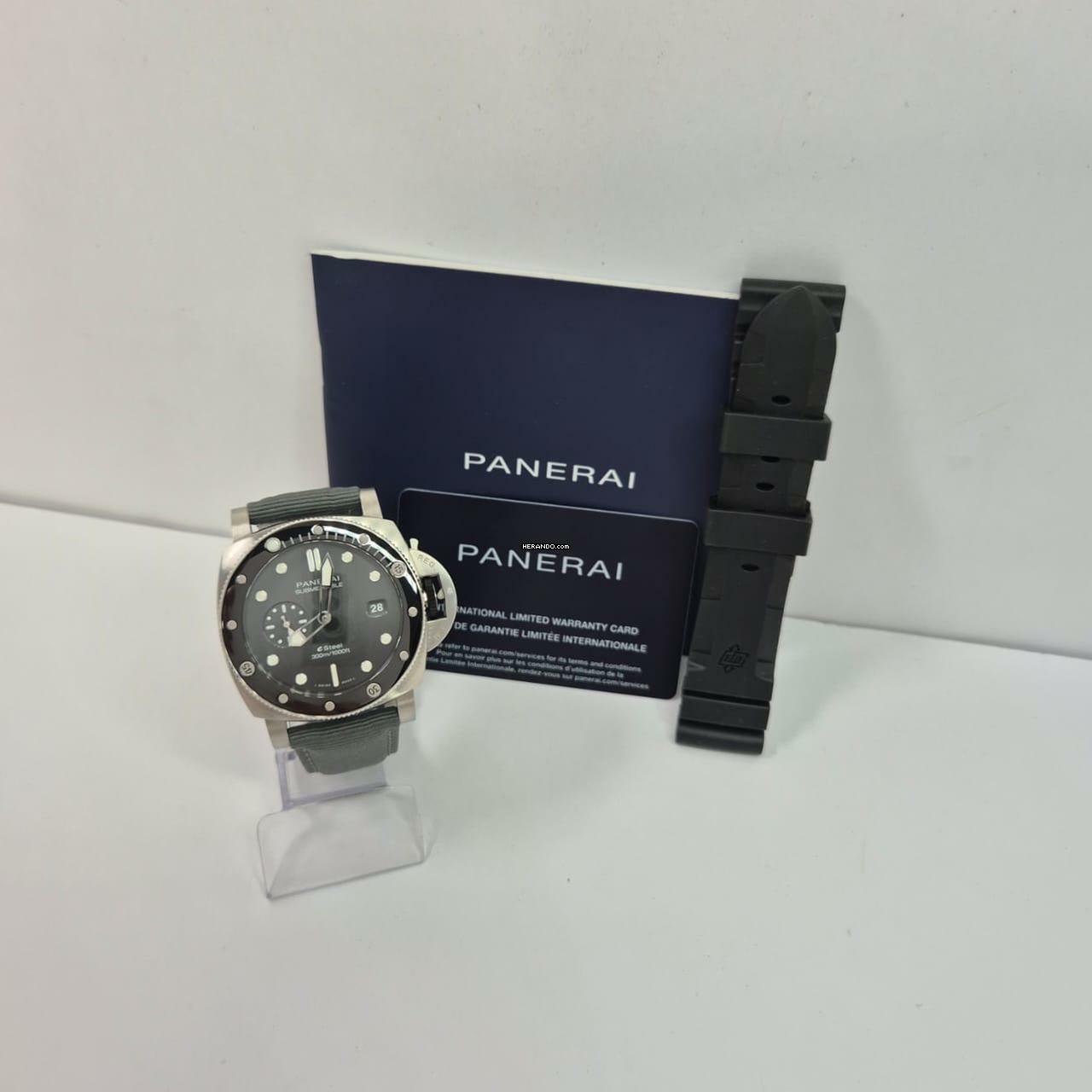  Panerai Submersible Quarantaquattro Grigio Roccia 44mm Automático Completo 