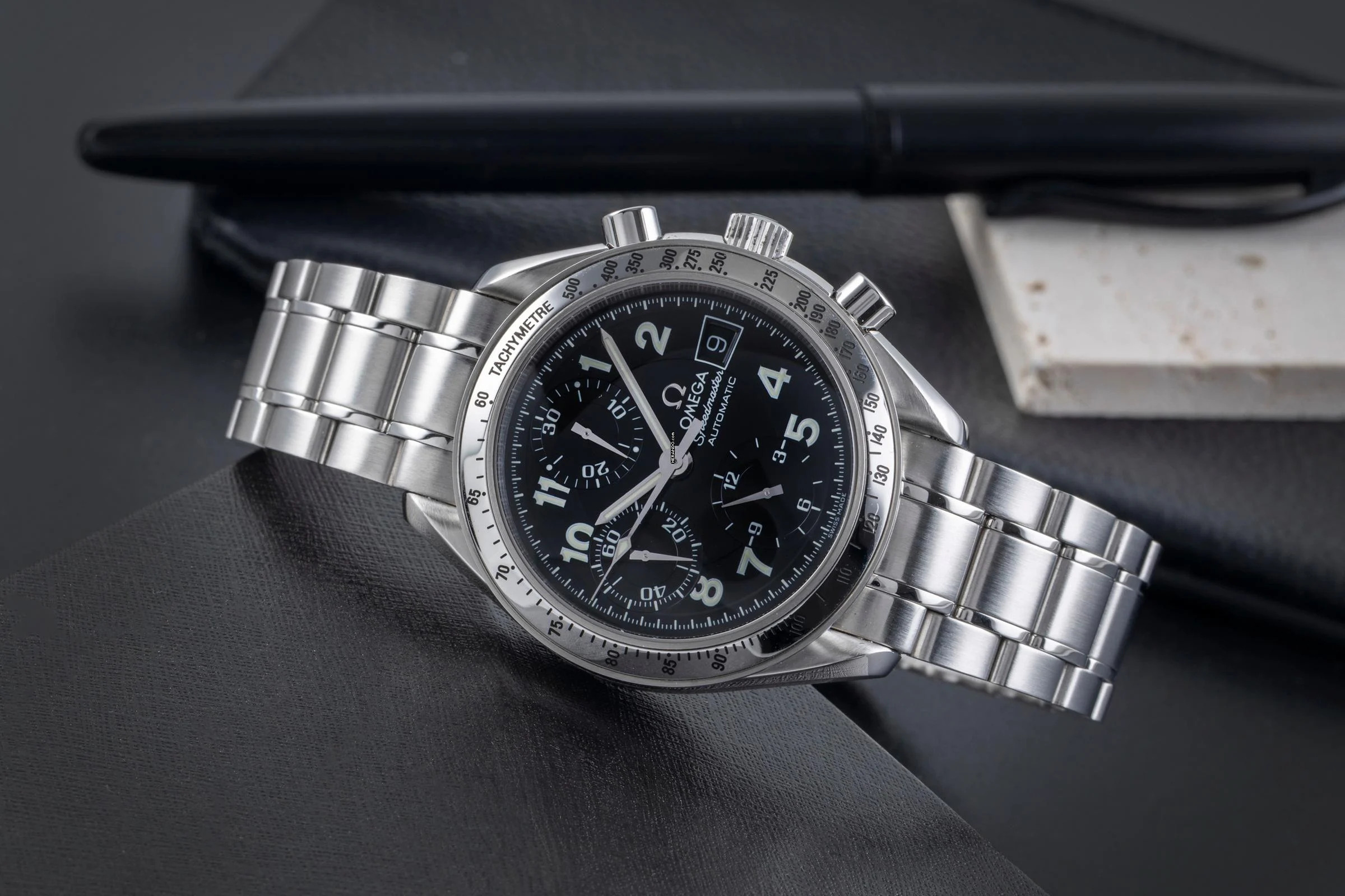 Thumbnail von Omega Speedmaster Date Black Arabic Dial Chronograph Edelstahl Ref. 3513.52.00