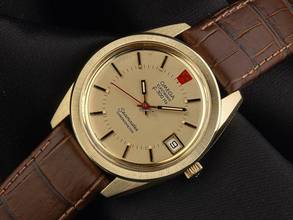 Thumbnail von Omega Seamaster Electroquarz 300Hz Ref.198.0001 1972 original Box sehr gut Vintage Seamaster Electronicquarz f300Hz 14kt Gelbgold 62g