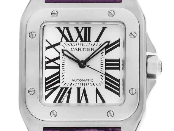  Cartier Santos 100 GM Großes Modell Ref.2878 2015 Full Set wie Neu Vintage Santos 100 GM Großes Modell Krokoleder Faltschließe 