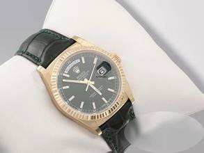 Thumbnail von Rolex Day-Date 36 36mm 118138 2017 Grün Gelbgold 750 Leder Automatik 18kt Yellow Gold Chronometer Oyster Green Dial