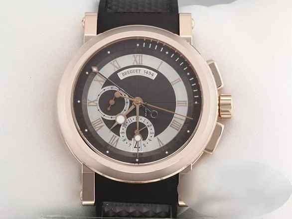  Breguet Marine Chronograph 5827 2021 Rosegold 750 Automatik 18kt Rose Gold Black Dial 