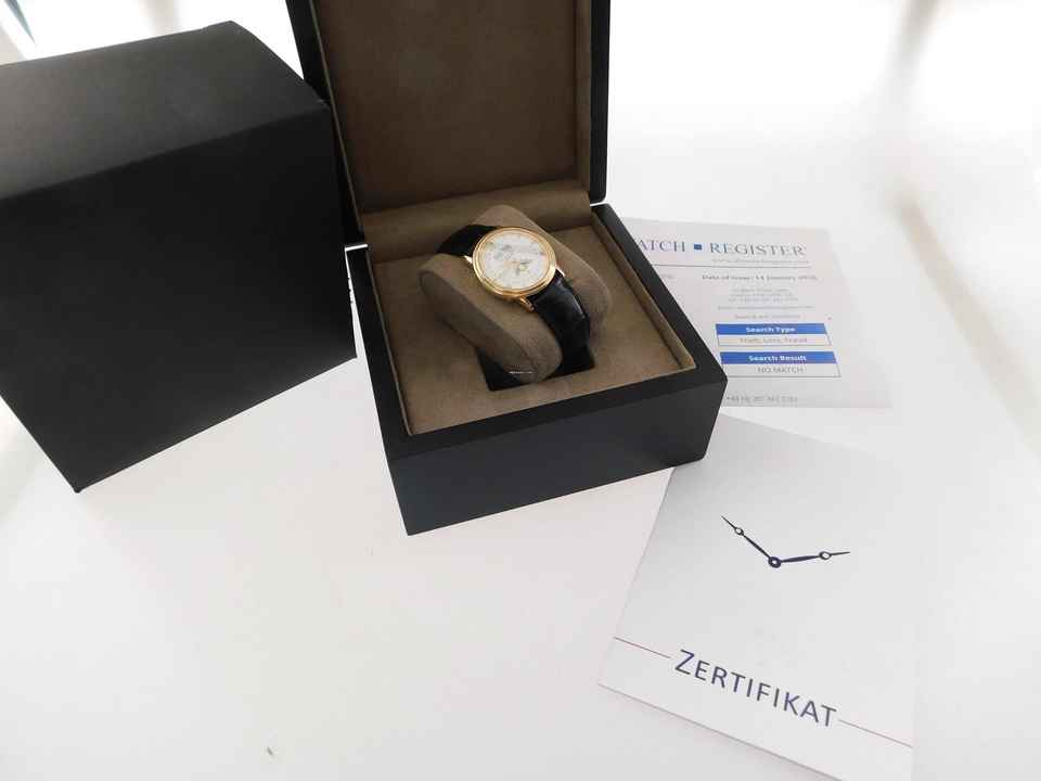  Blancpain Villeret 18 Karat Gelbgold Automatik Triple Calendar Mondphase 34 mm selten mit deutscher Anzeige original Band und 18Kt Schließ 