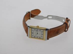 Thumbnail von Jaeger-LeCoultre Reverso Classique Classic Stahl / Gelbgold im Top Zustand mit Straußenband und Faltschließe Classic 23 x 38 mm