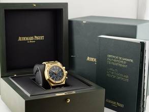 Thumbnail von Audemars Piguet Royal Oak Chronograph Yellow Gold Blue Dial Full Set - Boutique Edition Very Rare