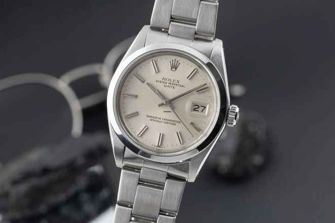  Rolex Oyster Perpetual Date 34 Silver Dial Edelstahl Automatik Herrenuhr Ref. 1500 Klassiker 