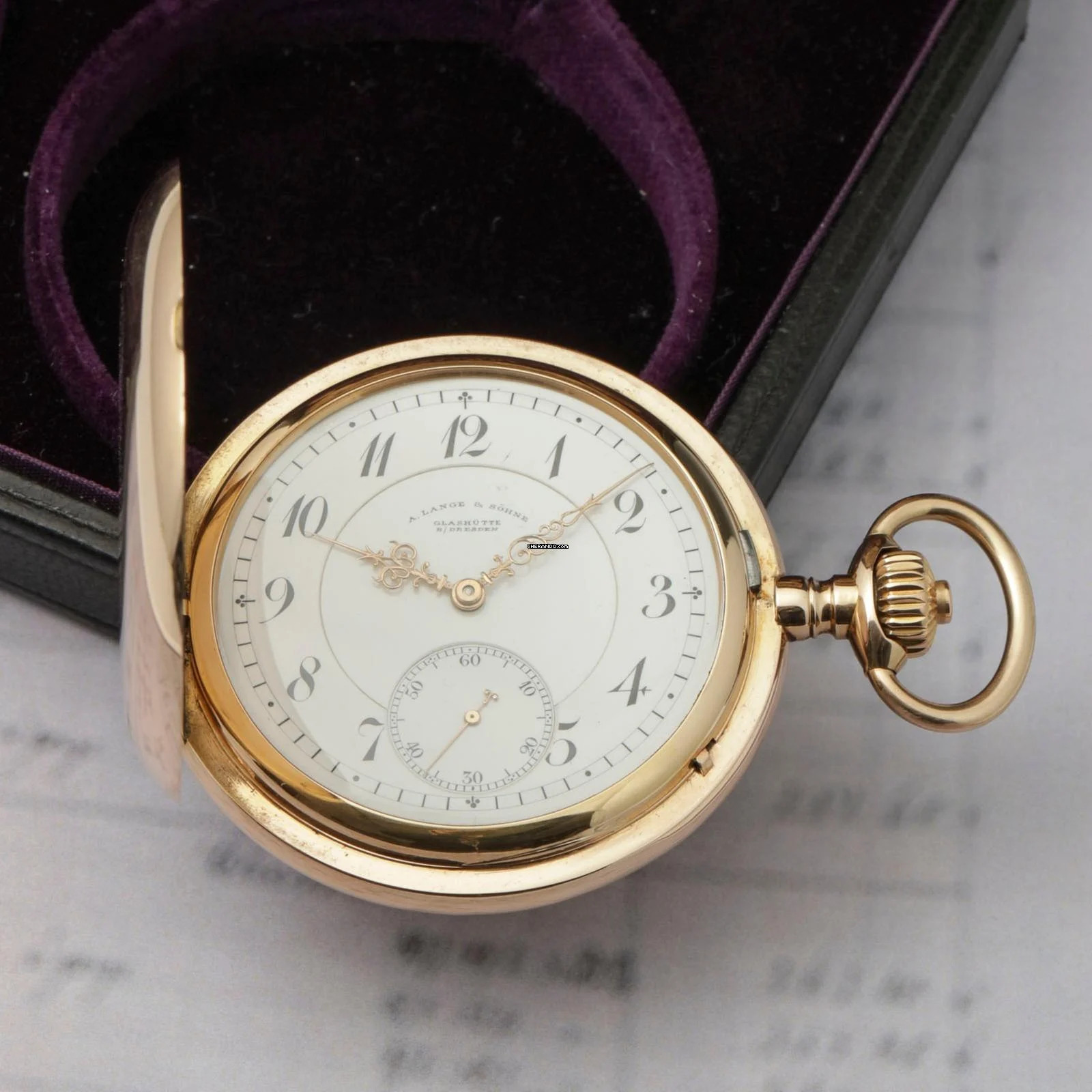 Thumbnail von A. Lange & Söhne 55mm 135g Schwere 18k Gold 1A Savonette Taschenuhr m. Box und Zertifikat 1905 Neuwertiger Zustand