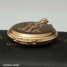 Thumbnail von J. Assmann 54mm 117gr Qualität 1A Savonette Taschenuhr 14k Gold original Box 1910. Ungetragen