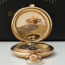 Thumbnail von J. Assmann 54mm 117gr Qualität 1A Savonette Taschenuhr 14k Gold original Box 1910. Ungetragen