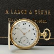 Thumbnail von A. Lange & Söhne Full Set 18k Gold 1A Gangprüfung der Sternwarte Savonette Taschenuhr 1904 keinerlei Inskriptionen mit Museums-Zertifikat