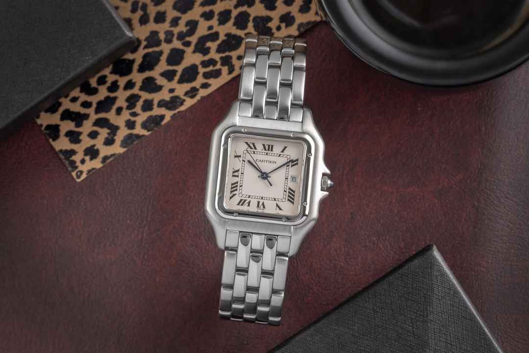  Cartier Panthère Jumbo Stahl Quarz Silver Roman Dial Ref. W25032P5 