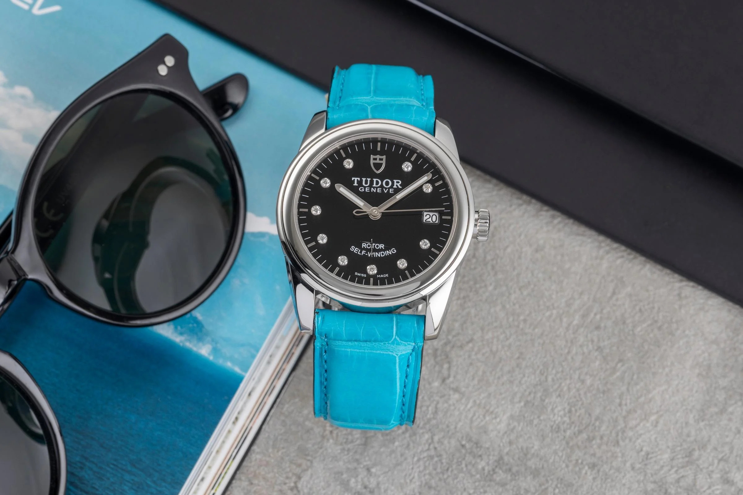 Tudor Glamour Date Edelstahl Diamonds Automatik Herrenuhr Ref. 55000