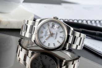 Thumbnail von Rolex Oyster Perpetual Date 34 Silver Dial Stahl Weissgold Automatik Herrenuhr Ref 115234 Z-Serie