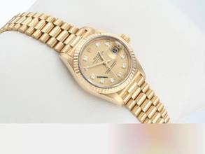 Thumbnail von Rolex Lady-Datejust Gelbgold 750 Diamanten 1996 Automatik Gold Damen 18kt Yellow Gold President-band Chronometer Oyster
