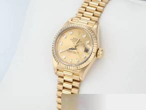 Thumbnail von Rolex Lady-Datejust Gelbgold 750 Diamanten 1996 Automatik Gold Damen 18kt Yellow Gold President-band Chronometer Oyster