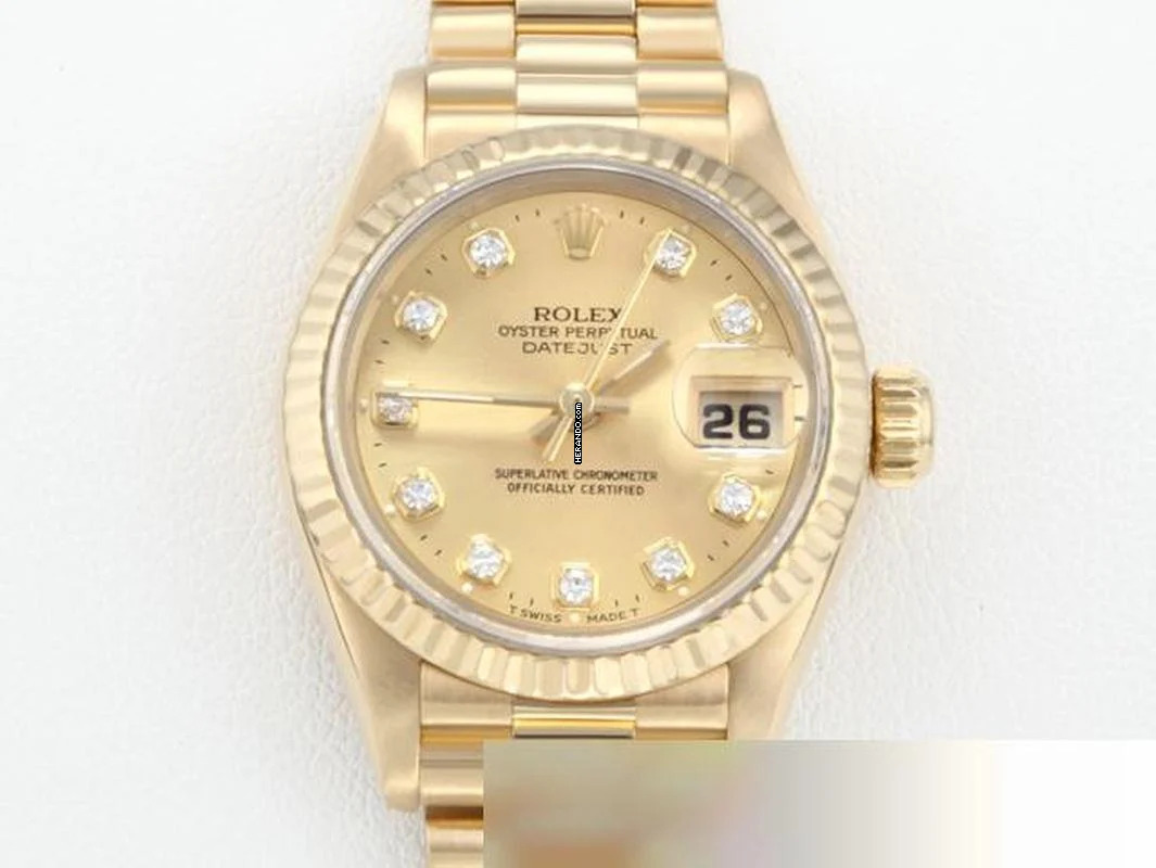 Rolex Lady-Datejust Gelbgold 750 Diamanten 1996 Automatik Gold Damen 18kt Yellow Gold President-band Chronometer Oyster