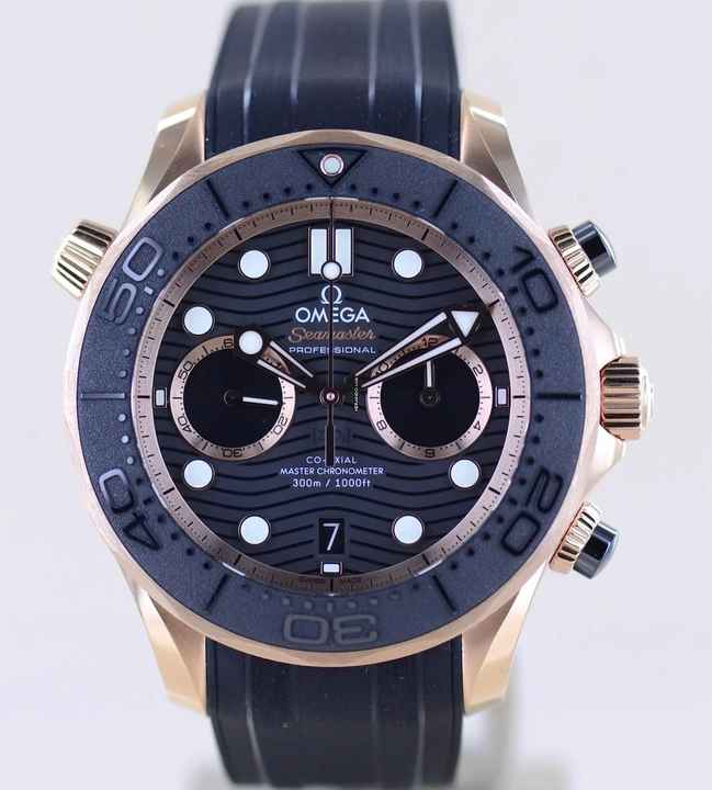  Omega Seamaster Diver 300 M Chronograph 18K Sedna Gold 44mm B+P Cal 9901 