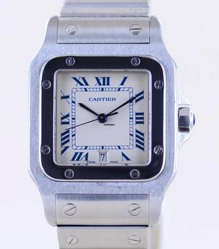  Cartier Santos Galbée Mens Medium Stahl Galbée Roman Dial Quarz Unisex Date 