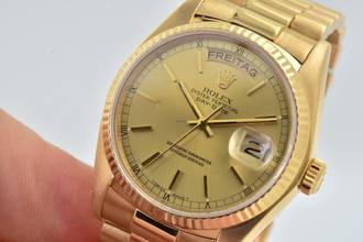 Thumbnail von Rolex Day-Date 36 Oyster Perpetual Day Date 18k Gold Champagner Dial 18078