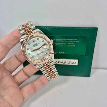  Rolex Datejust 41 41mm Ouro Rosé & Aço & Diamantes & Madrepérola Automático Completo 