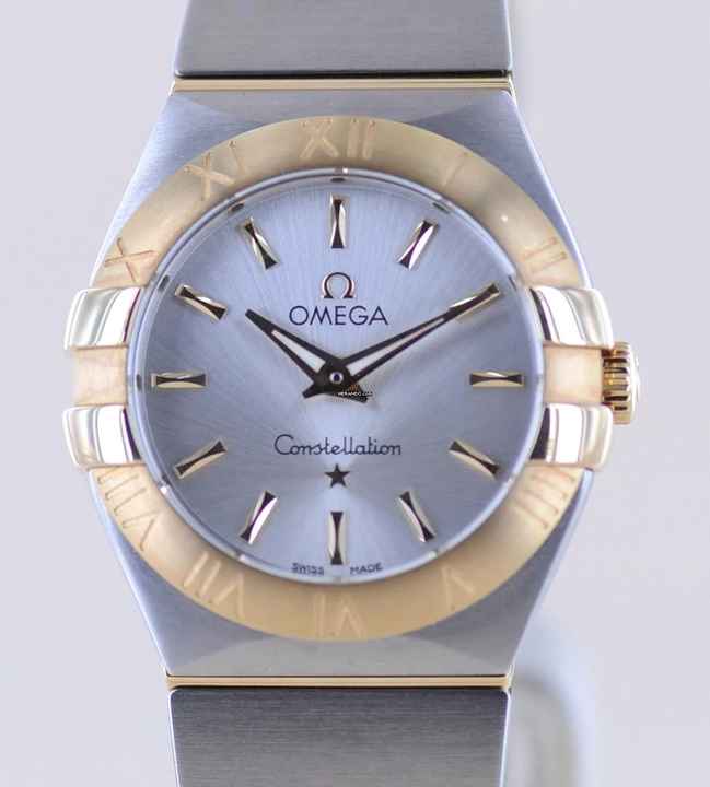  Omega Constellation Quartz Lady Stahl Gold Silver Index Dial 27mm Klassiker B+P 