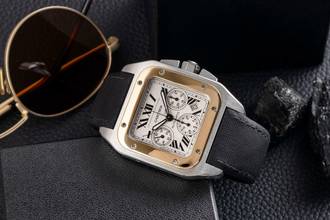 Thumbnail von Cartier Santos 100 Chronograph Stahl / Gold Automatik Ref. W20091X7 Papiere 2015