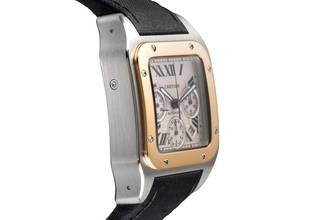 Thumbnail von Cartier Santos 100 Chronograph Stahl / Gold Automatik Ref. W20091X7 Papiere 2015