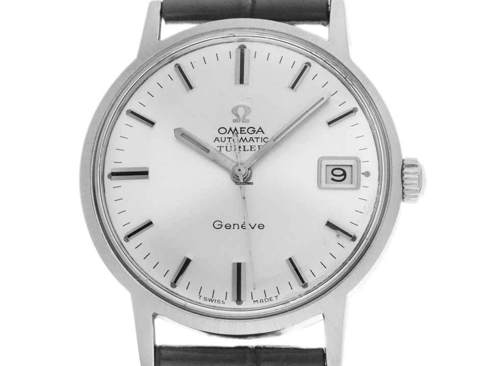  Omega Genève Genevé Türler Date Ref.166.070 1969 original Box sehr gut Vintage Geneve Türler Date Automatic 