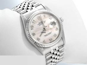 Thumbnail von Rolex Datejust 36 36mm 16234 2004 Stahl Weissgold 750 Cacholong Gold Damen Herren Stainless Steel Jubilé-band Chronometer Oyster White Dial