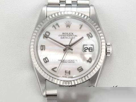  Rolex Datejust 36 36mm 16234 2004 Stahl Weissgold 750 Cacholong Gold Damen Herren Stainless Steel Jubilé-band Chronometer Oyster White Dial 