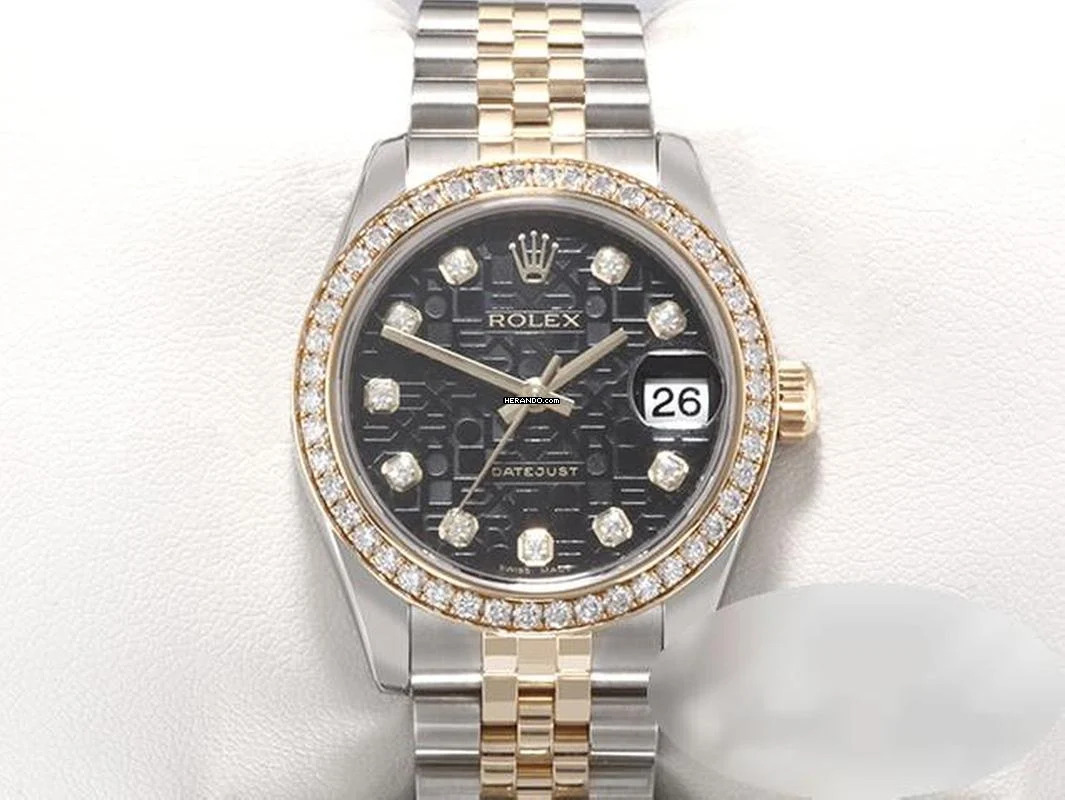 Rolex Datejust 31 31mm 178383 2015 Stahl Gelbgold 750 Diamanten Automatik Stainless Steel 18kt Yellow Gold Jubilé-band Chronometer Oyster Black Dial