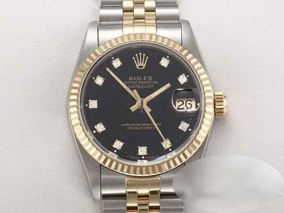  Rolex Datejust 31 Medium Stahl Gelbgold 750 Diamanten Automatik Gold Stahl Stainless Steel 18kt Yellow Gold Jubilé-band Chronometer Oyster Black Dial 