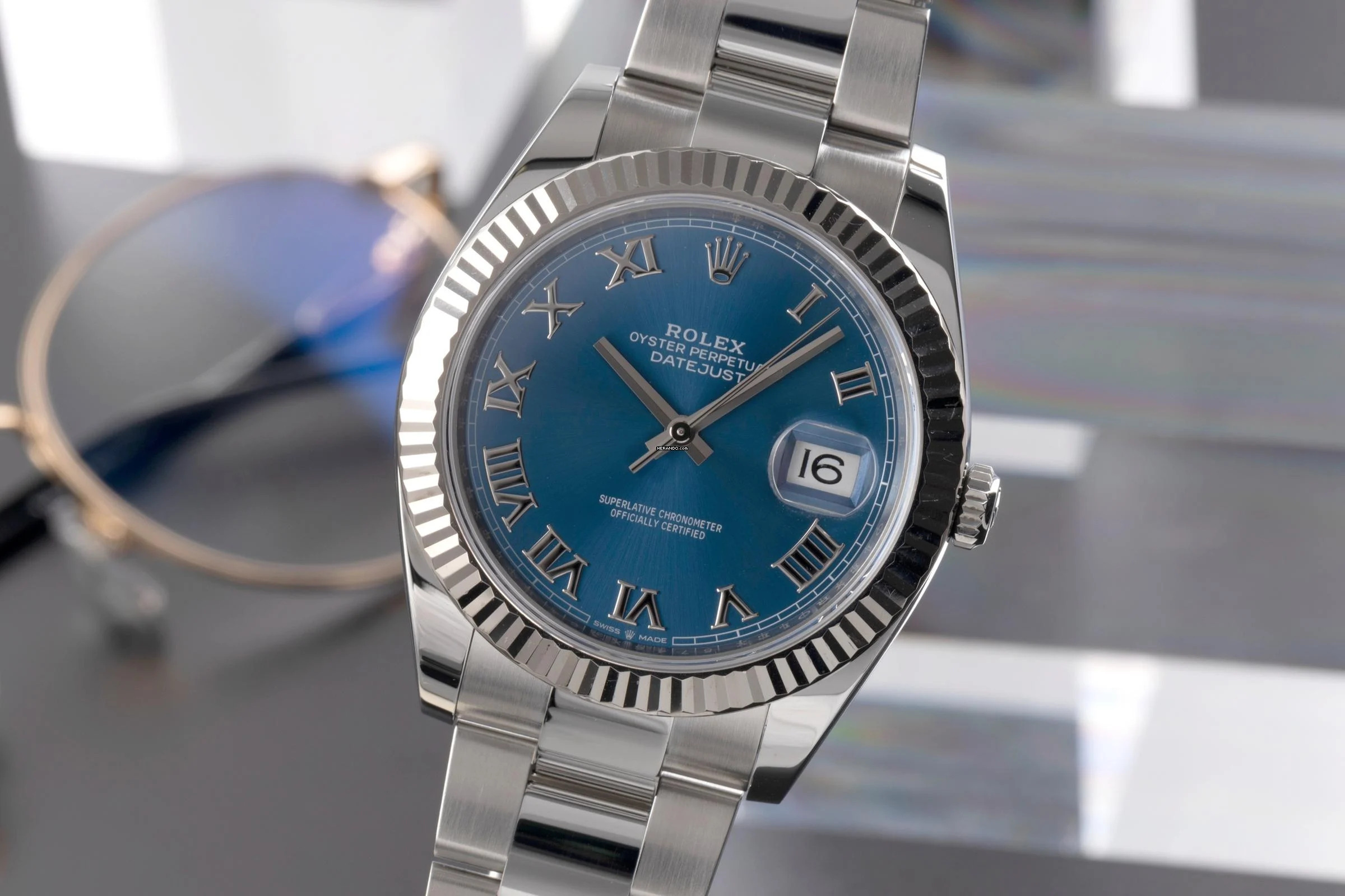 Rolex Datejust 41 Stahl / Weissgold Automatik Blue Roman Dial Herren Ref. 126334