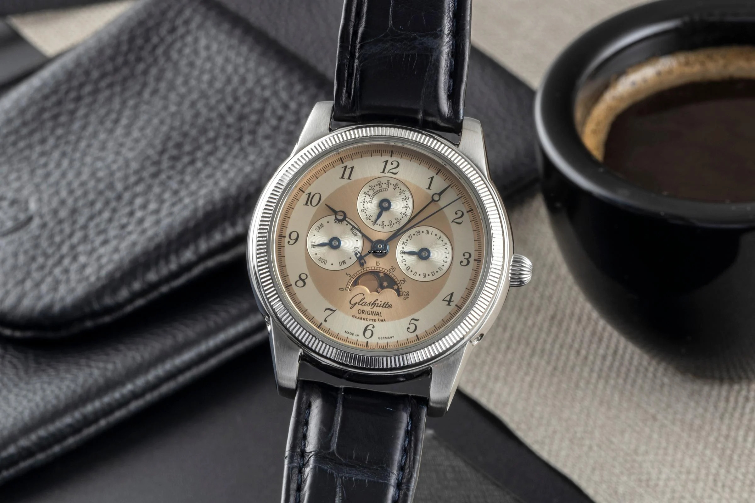 Glashütte Original 1845 Stahl Handaufzug Herrenuhr Ref. 1-49-01-03-01-04 B&P 1998