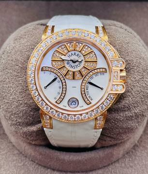  Harry Winston Ocean Lady Biretrograde 36mm 400/uabi36R WITH BOX TOP CONDITION Rosegold 18KT. FACTORY Diamonds Set 