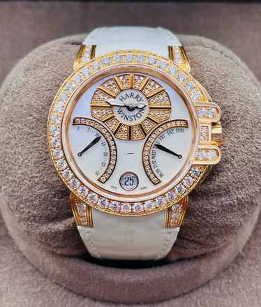  Harry Winston Ocean Lady Biretrograde 36mm 400/uabi36R WITH BOX TOP CONDITION Rosegold 18KT. FACTORY Diamonds Set 