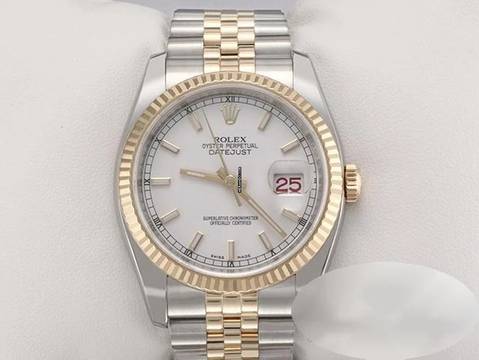  Rolex Datejust 36 36mm 116233 2010 Edelstahl Gelbgold 750 Automatik Stahl Stainless Steel 18kt Yellow Gold Jubilé-band Chronometer Oyster White Dial 