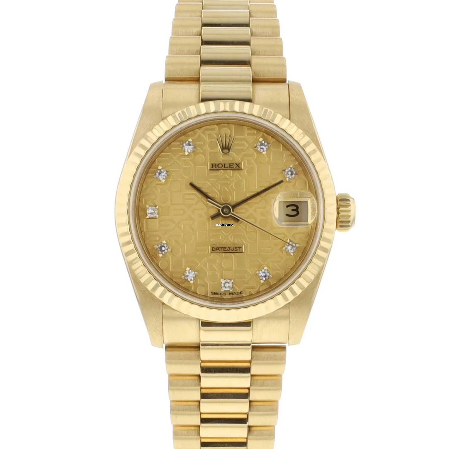 Rolex Datejust 31 Yellow Gold Logo Diamond Dial