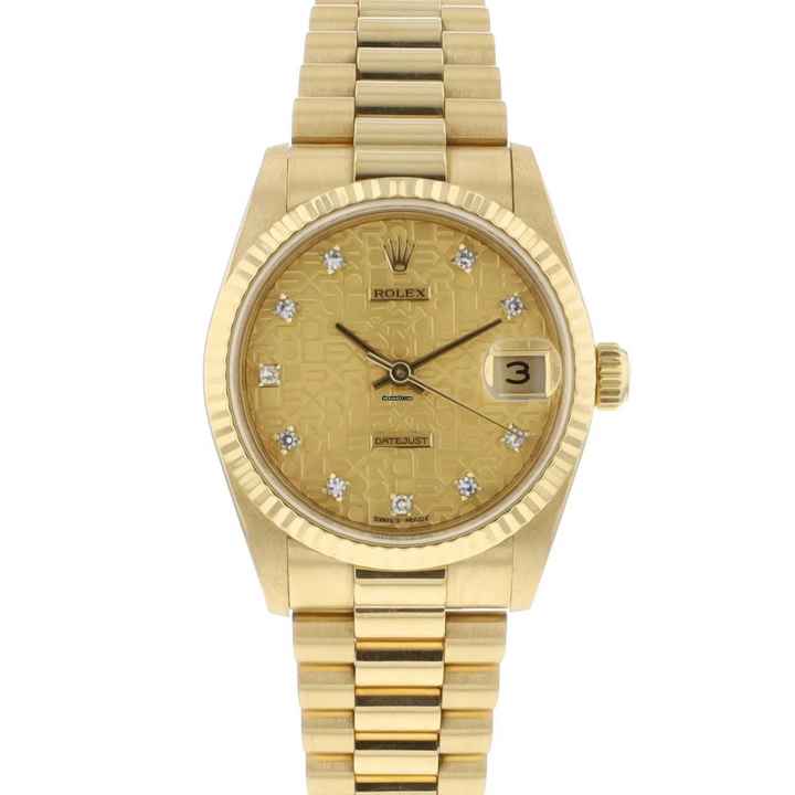  Rolex Datejust 31 Yellow Gold Logo Diamond Dial 