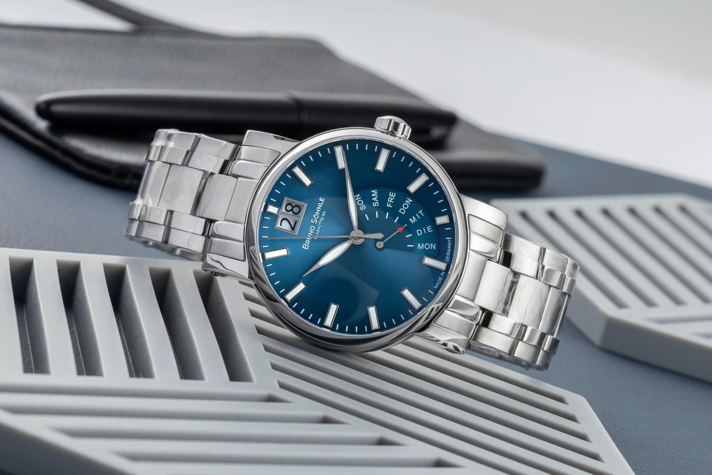  Bruno Söhnle Pesaro Glashütte Pesaro I Stahl Quarz Herrenuhr Ref. 17-13073-346 B&P 