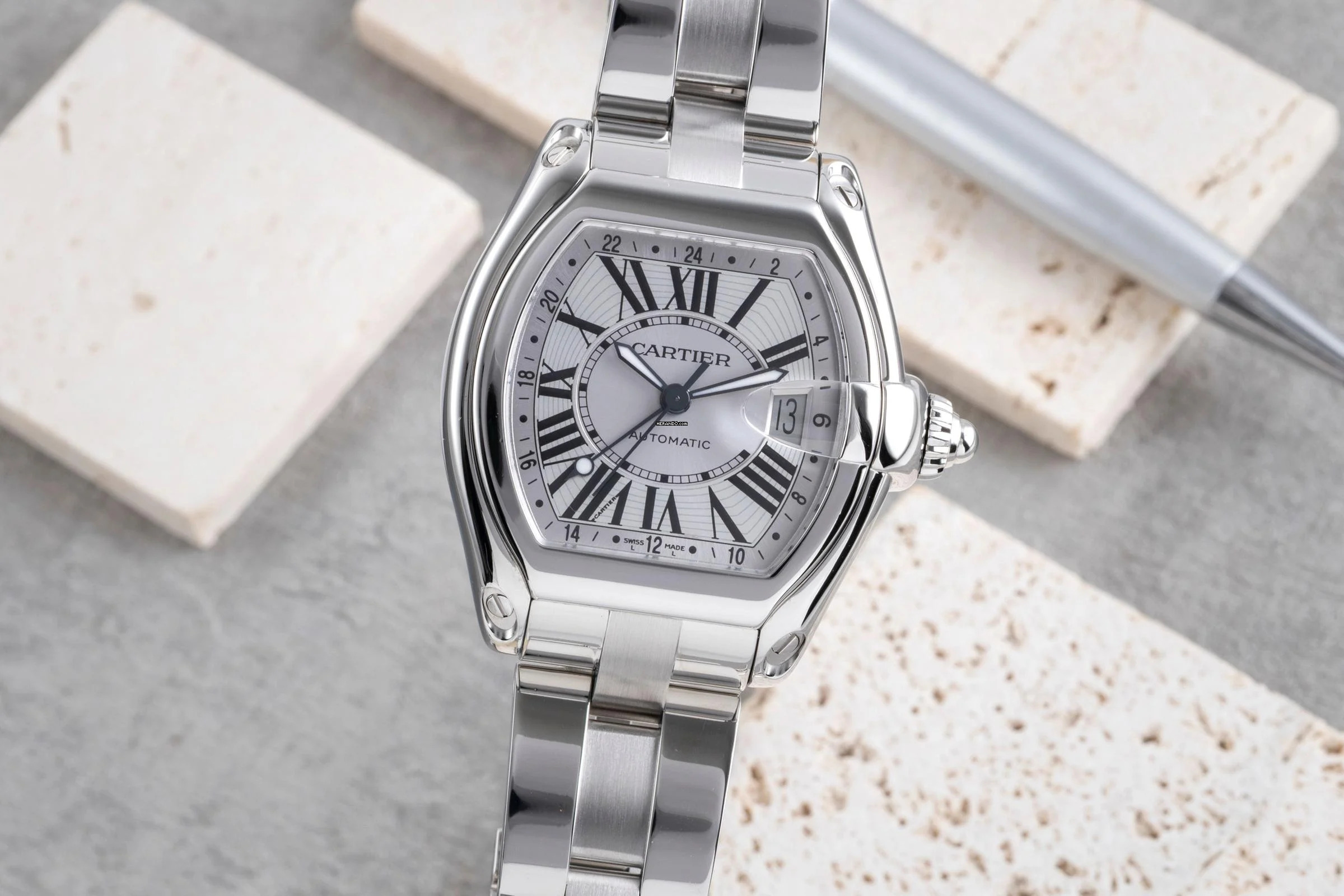  Cartier Roadster GMT XL Edelstahl Automatik Herrenuhr Ref. W62032X6 